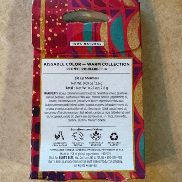 New BURT'S BEES Warm Collection Kissable Color 3 Lip Shimmers - Picture 3 of 4